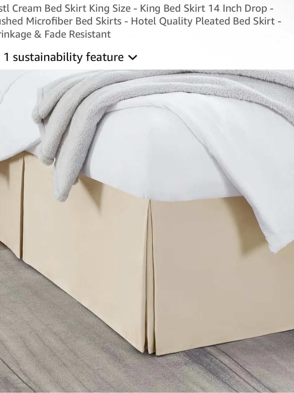 Classic Cream King Bed Skirt - Tailored Pleat, 14-Inch Drop